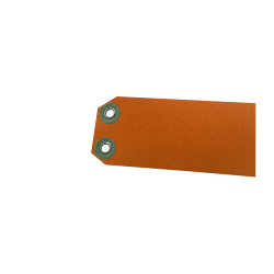 étiquette américaine  orange avec 2 œillets carton et métal